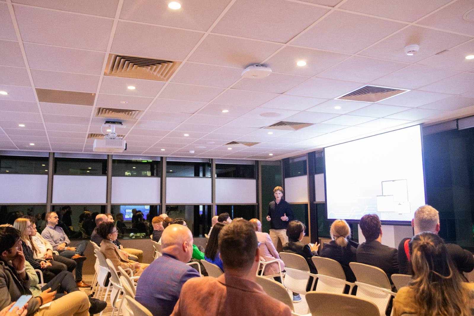 Jack Pate presenting at a Brisbane pitch night